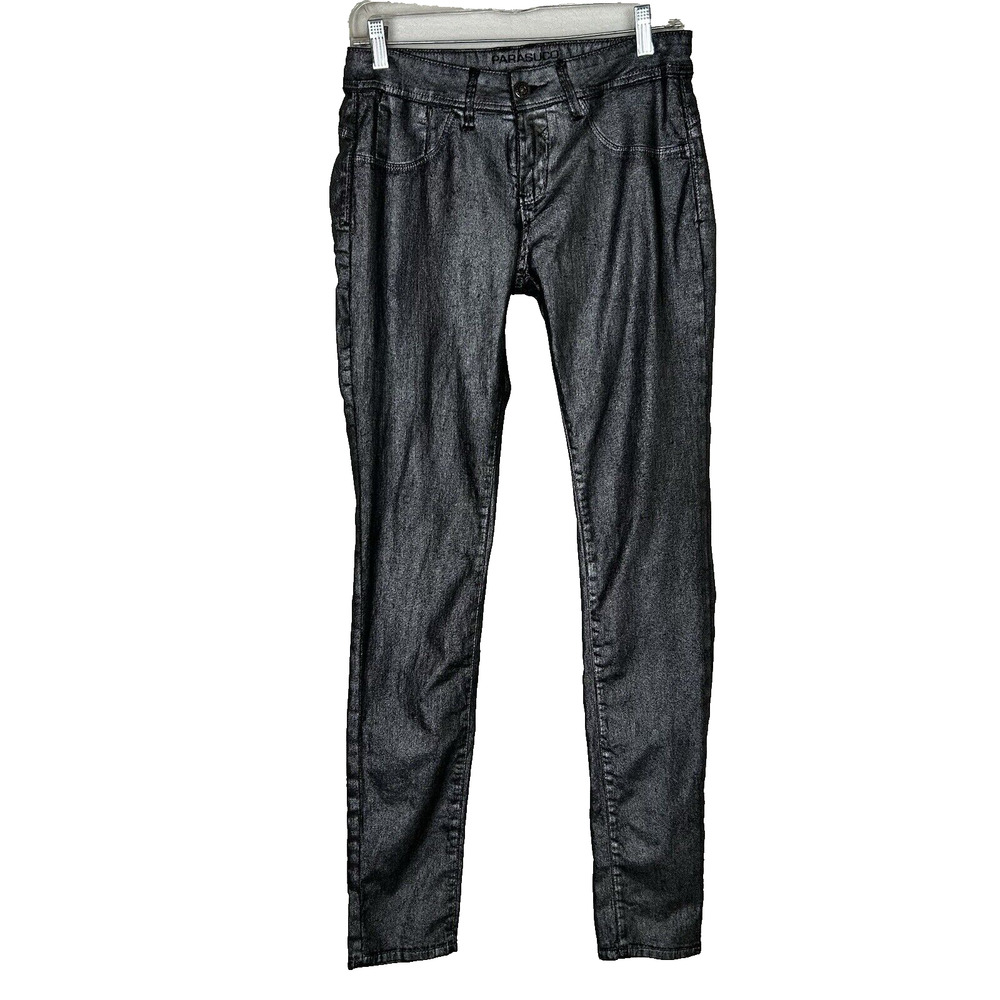 Parasuco Denim Legend Women's Sz 29 silver coated skinny jeans Whimsigoth Event